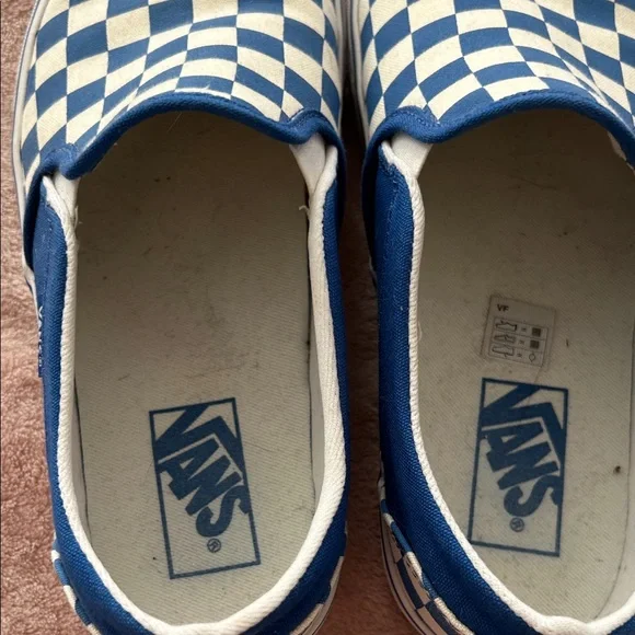 Vans Blue and White Checkered Slip-On Sneakers - Picture 5 of 7